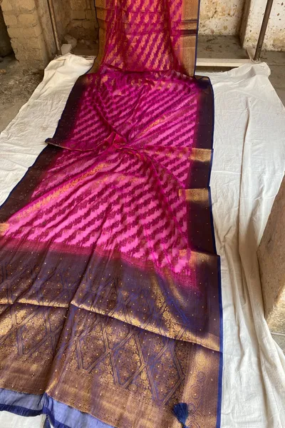 Handloom kora organza Banarasi saree | Banarasi Poshak